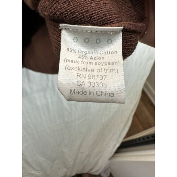 Of the Earth Unisex Cardigan Sz L Brown Full-Zip Cotton/Soybean Fiber Vegan Vtg - Picture 6 of 11